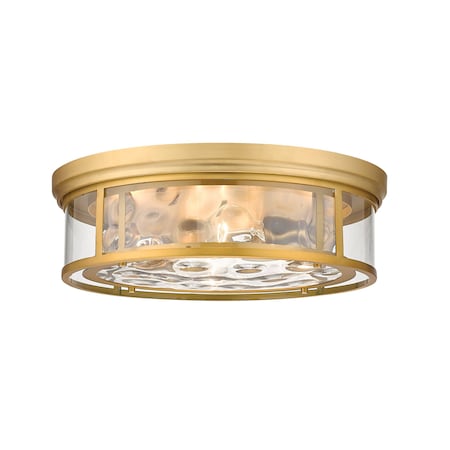Z-Lite Clarion 4 Light Flush Mount, Olde Brass & Inner Clear Water & Outer Clear 493F4-OBR